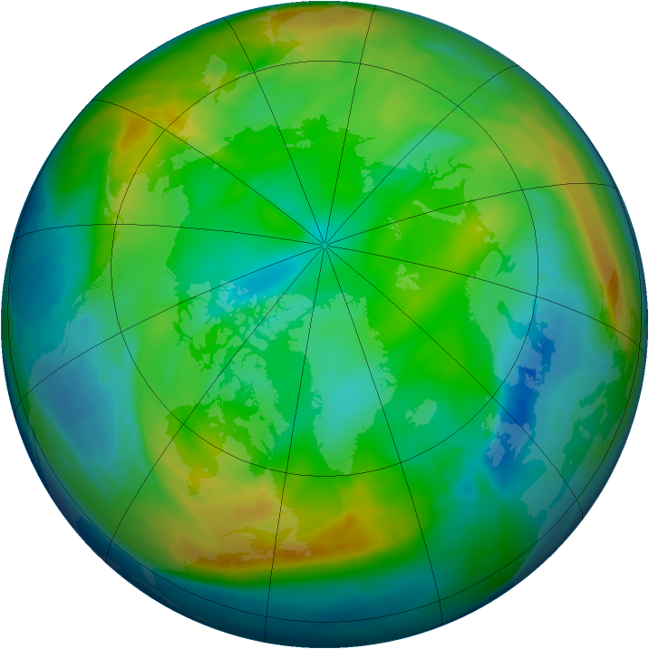 Arctic ozone map for 12 December 2013